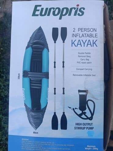 багажник гигант: Надувной каяк Europris, рассчитанный на двух человек. В комплекте идут — 1