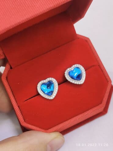 свадебное платье для высокой невесты: Серебряные серьги, Проба 925, Женские, Новый — 1