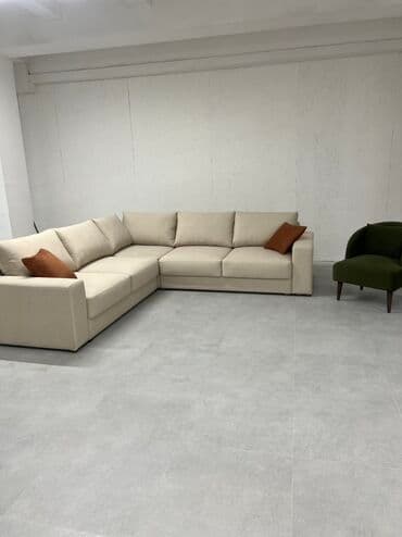 диваны для кафе и ресторанов: Угловой диван, C подушками, Трехместный — 1