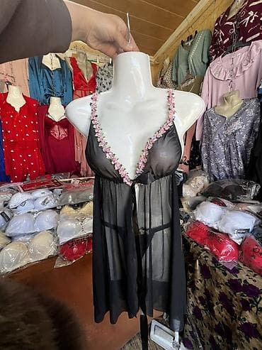 баш кийим: Түнкү көйнөк, Атлас, Кыска модель, Бардык өлчөмдөр, Стандарт — 6