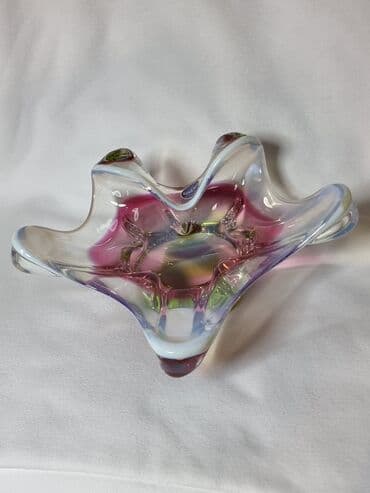 Вазы: Bohemia, художественное стекло КАНФЕТНТЦА РЕДКАЯ С БЕЛОЙ КАЙМОЙ, 9 — 10