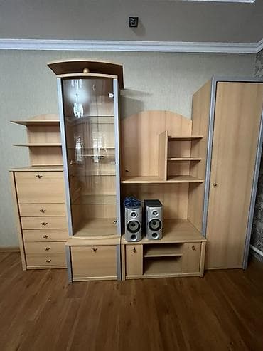 Шкафы: Стенка-шкаф, Тип стенки-шкафа: Модульная, Для зала, Особенности: С отделением под телевизор — 2