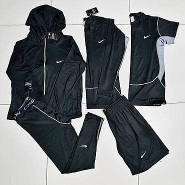 брюки лосины с: Мужской спортивный костюм, Все размеры, Nike, Новый, цвет - Черный, Платная доставка — 2