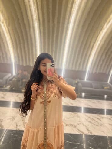 праздничные платья больших размеров: Платье миди в романтическом стиле - Цвет: нежный пудрово‑персиковый - — 1