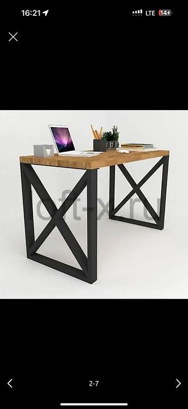 Офисные столы: Столы в стиле лофт на металлическом каркасе - Столешницы: ЛДСП под — 6