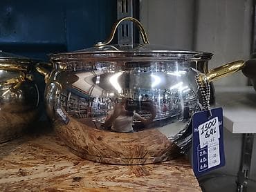 silver kitchen: Кастрюля из нержавеющей стали с крышкой - Объем: 6,4 л (указано на — 1