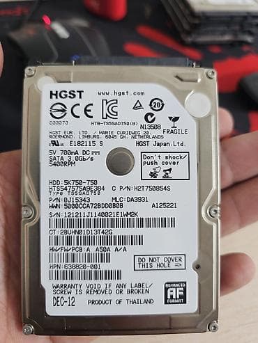 жесткие диски: Жесткий диск 2.5" HGST/Hitachi 750 ГБ Основные характеристики: - — 1