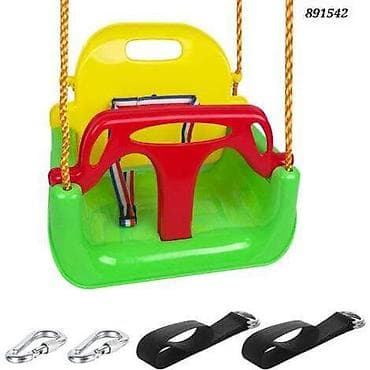 детская качели: Детские подвесные качели с сиденьем‑креслом и передней перекладиной - — 3