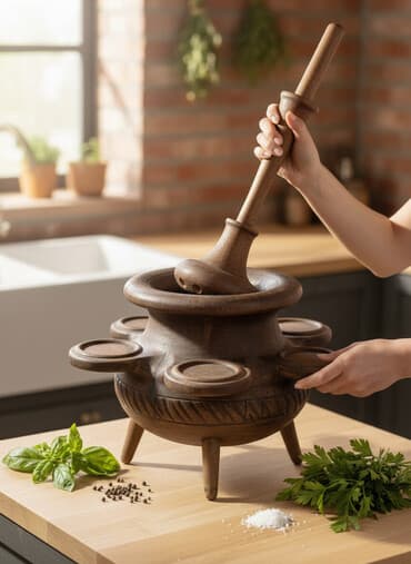 тибетская чаша: Деревянный сосуд‑чаша на ножках с крышкой и центральной ручкой-штоком — 1