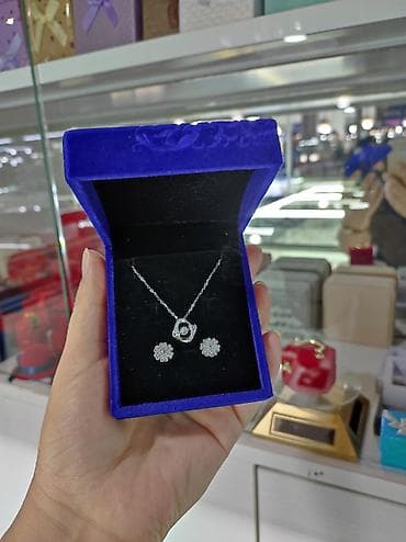 Үлпөт көйнөктөрү жана аксессуарлар: Серебряный комплект Цепочка+ серьги на гвоздиках Серебро 925 пробы — 1