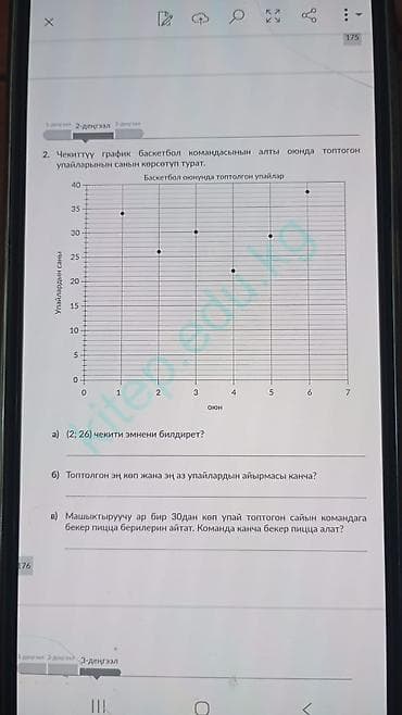 очк: Печатная страница учебного задания по математике (статистика/графики) — 1
