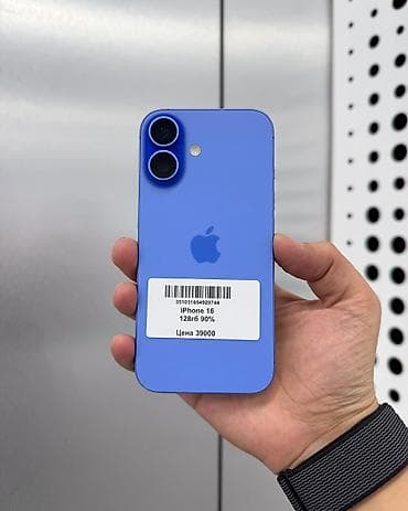 pixel 9a: IPhone 16, Б/у, 128 ГБ, Синий, Защитное стекло, Чехол, В рассрочку, 90 % — 1