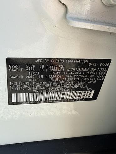 Унаа сатуу: Subaru Outback: 2020 г., 2.4 л, Бензин, Универсал — 7