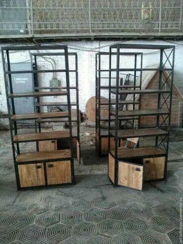 шкаф книжный офисный цена: Стеллаж в стиле лофт с металлическим каркасом черного цвета и полками — 7