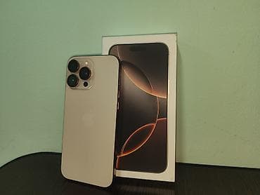 IPhone 16 Pro Max, Б/у, 256 ГБ, Desert Titanium, Зарядное устройство, Защитное стекло, Кабель