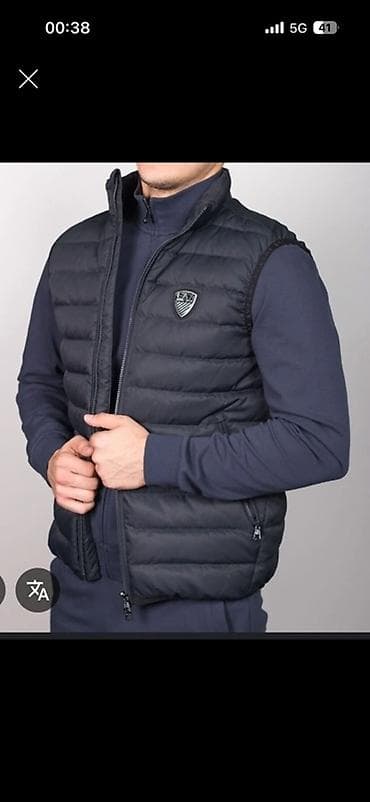 Эркектер кийими: Мужской утеплённый жилет, тёмно‑синий/черный. - Прямой силуэт — 1