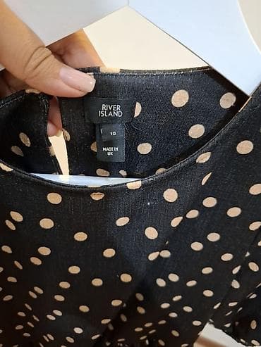 джинсовки: Платье мини в горох - Цвет: черный с бежевыми горошинами - Фасон — 5