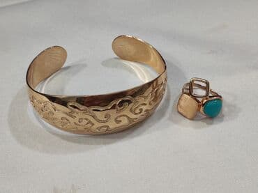 свадебные наборы ручной: Серебряный Билерик+ Кольца Серебро напылением золото 925 пробы — 4