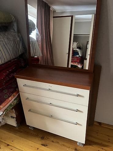 Полки, стеллажи: Комод для одежды, С зеркалом, ЛДСП, цвет - Коричневый, Самовывоз — 1