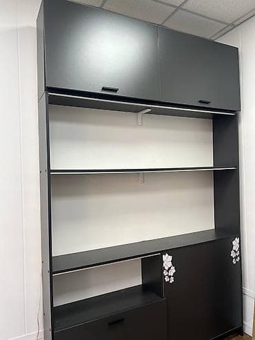 белые камни: Модульная витрина/стенка из ЛДСП в графитовом цвете. Особенности: - — 3