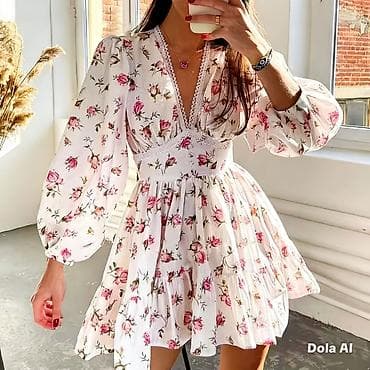 платья на лето: Новый ✅Летнее женское платье мини с цветочным принтом. - Силуэт — 2