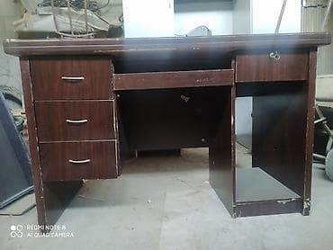 Офисные столы: Офисный стол, Нерегулируемый, цвет - Коричневый, Прямоугольный, ЛДСП — 3