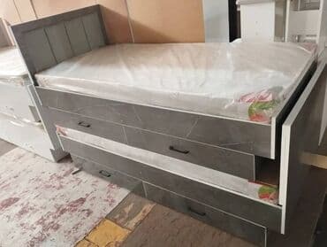 кровать с шухлядами: Односпальная кровать, Новый, С матрасом, длина - 200 см — 6