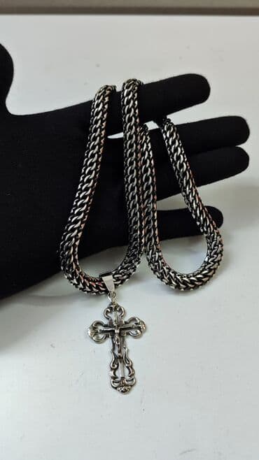 свадебные наборы ручной: Серебряные комплекты Цепь+ Крест Серебро 925-960 проба 100% Ручная — 8
