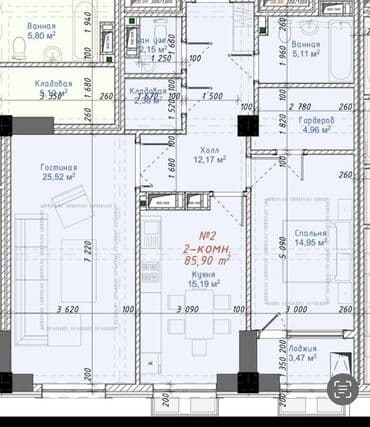 продажа квартир в оше: 2 комнаты, 86 м², Элитка, 10 этаж, ПСО (под самоотделку) — 2