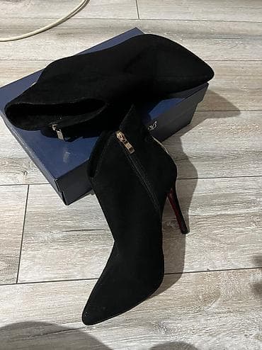 ботильоны черные: Ботинки, 39, Б/у, цвет - Черный, Самовывоз — 4