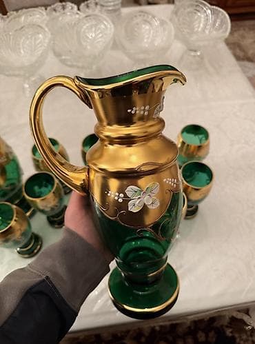 тез арада: Продам новую редкую чешскую посуду богема синее стекло изумрудный — 5