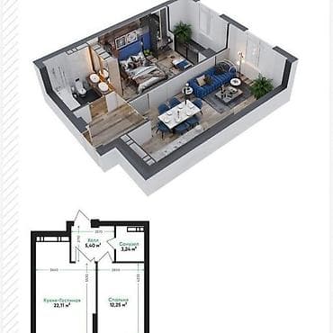 каинды квартира: 1 комната, 45 м², Элитка, 8 этаж, Готовая ПСО (под самоотделку) — 4
