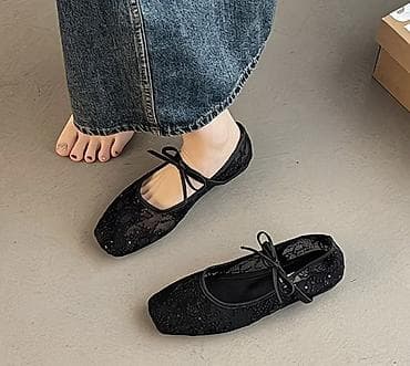 Личные вещи: Новая, размер 36
Балетки женские черные с кружевом и пайетками — 2