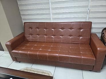 Офисный диван, Б/у, цвет - Коричневый, Экокожа at lalafo.kg Офисный диван, Б/у, цвет - Коричневый, Экокожа