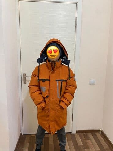 детская одежда для девочек и мальчиков: Детская зимняя парка, удлинённая, цвет тёплый терракотово-оранжевый — 2
