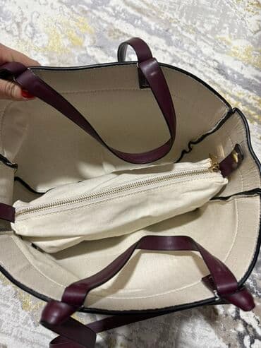 у настоящей женщины должна быть сумка из италии: Сумка-тоут бордового цвета - Материал: гладкая экокожа с контрастной — 3