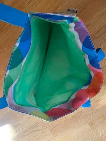 чехол для документов: Сумка яркая, наплечная, из ткани, с подкладом. Фирма “Clinique” — 2