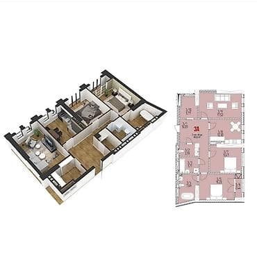 квартира васток5 чуй: 3 комнаты, 99 м², Элитка — 2