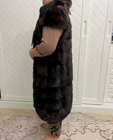 шуба желет: Шуба, Норка, Длинная модель, XL, 2XL — 6