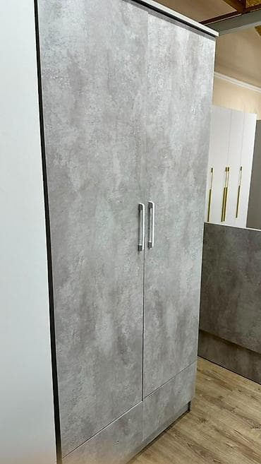 Двухдверный шкаф для хранения, отделка под бетон (серый цемент)