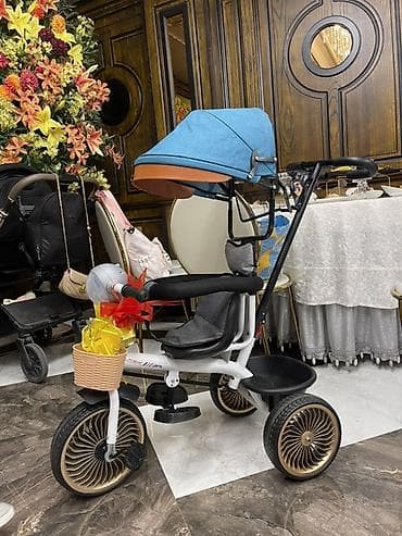 Балдар үчүн велосипеддер: Детский трехколесный велосипед-каталка с родительской ручкой и — 1