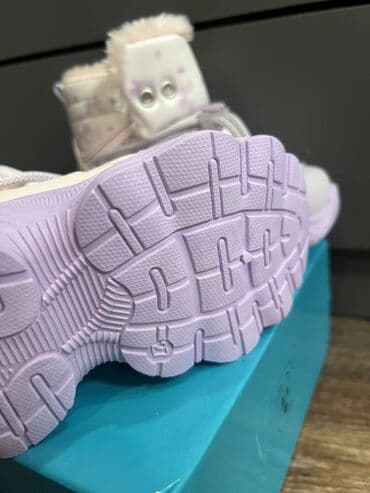 новые детские вещи: Детские зимние ботинки - Цвет: нежно‑сиреневый/белый с цветочным — 2