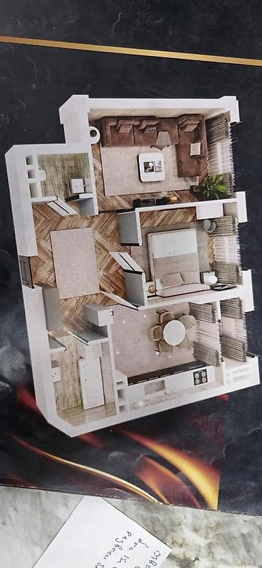 ниже: 2 комнаты, 66 м², Курманжан-Датка-2 мкр., 12 этаж, Требуется ремонт — 2