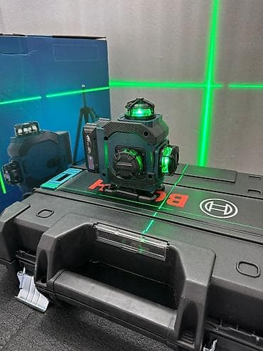 Лазерный нивелир с зелёными лучами 3D/4D, комплект в кейсе — 3