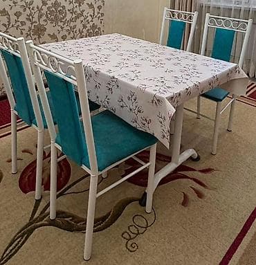 кухний уголок: Кухонный стол и стул, Б/у, цвет - Белый — 3