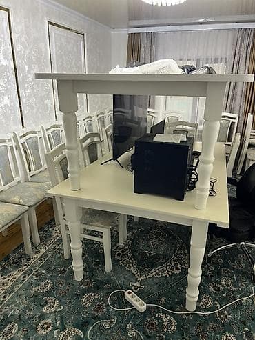 Эмерек: Конок бөлмөсү үчүн үстөл жана отургуч, Жаңы, Өзү алып кетүү, түсү - Ак — 3