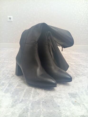 обувь ручной работы бишкек: Женские высокие сапоги, черные. абсолютно новые - Материал верха — 5