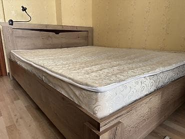 Мебель: Двуспальная кровать, Б/у, С матрасом, длина - 210 см — 2