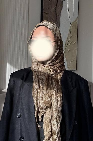 шарф мужской: Плиссированный женский хиджаб-шарф - Материал: легкая струящаяся — 4