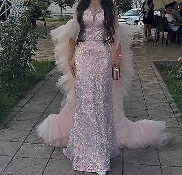 платье рапунцель: Вечернее платье русалка + накидка-шлейф - Цвет: нежно-розовый с — 2